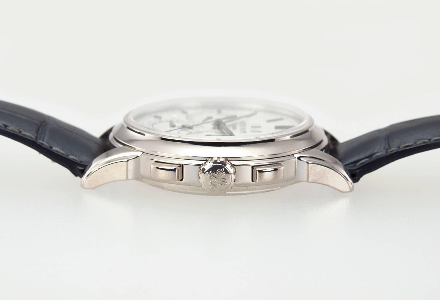 Men's Patek Philippe White Gold Perpetual Calendar Chronograph Wristwatch