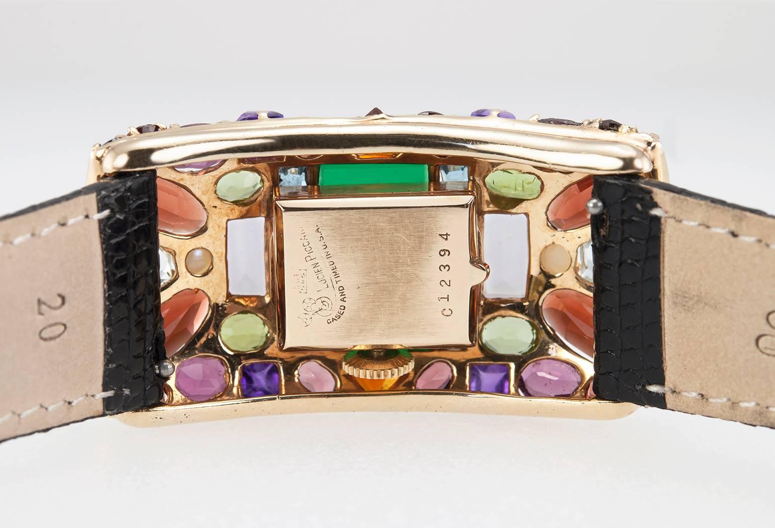 Lucien Piccard Lady's yellow Gold Multi Gemstone Wristwatch 2