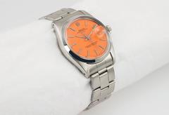 Rolex stainless Steel Date Orange Custom Dial Wristwatch Ref 1500