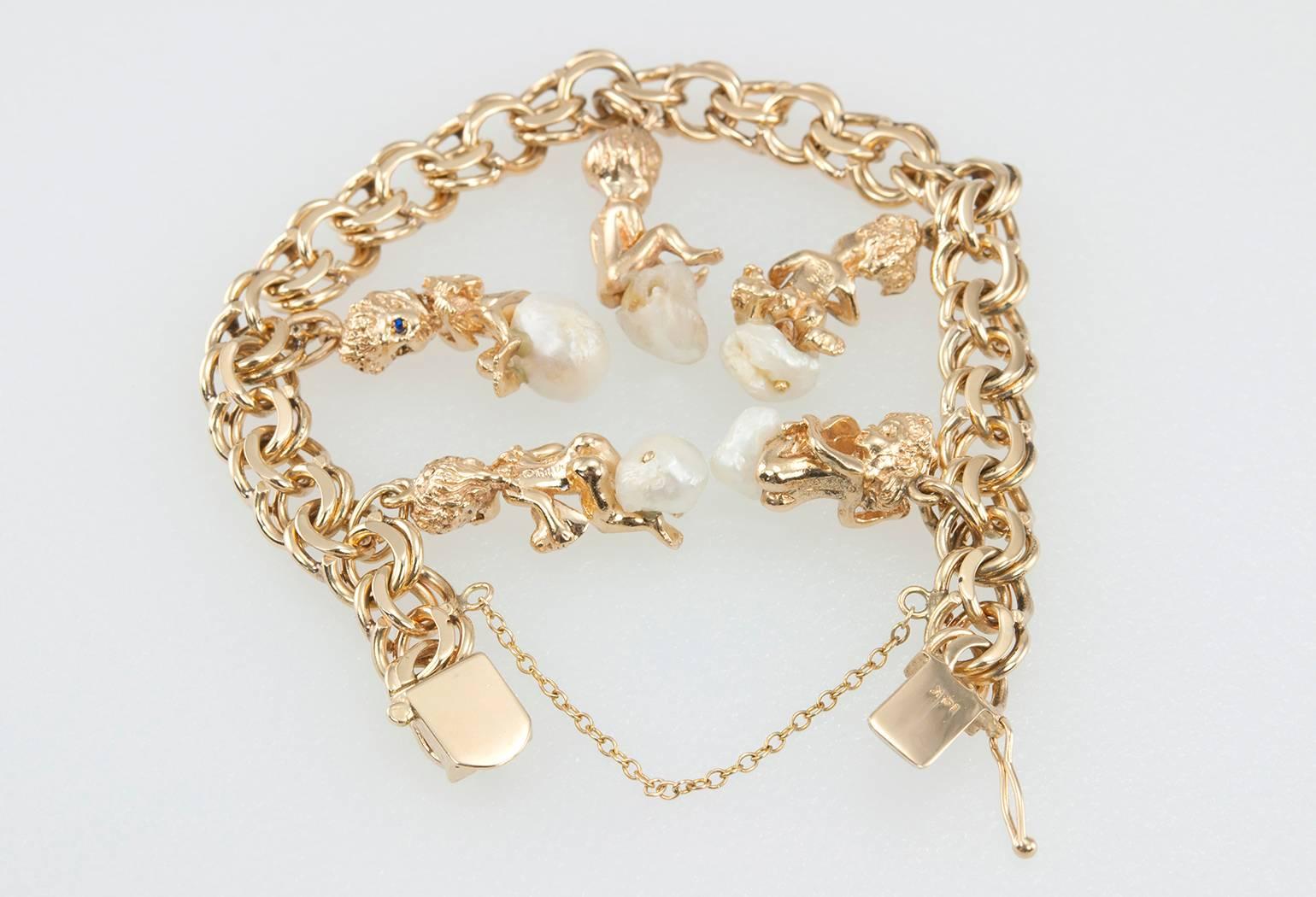 Ruser Pearl Gold Charm Bracelet  2