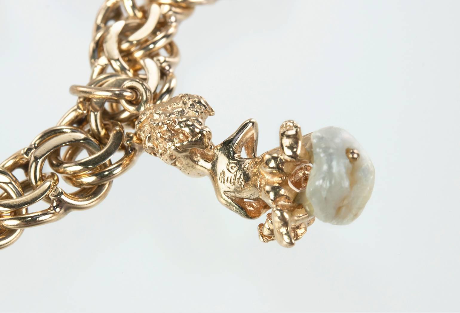 Ruser Pearl Gold Charm Bracelet  3