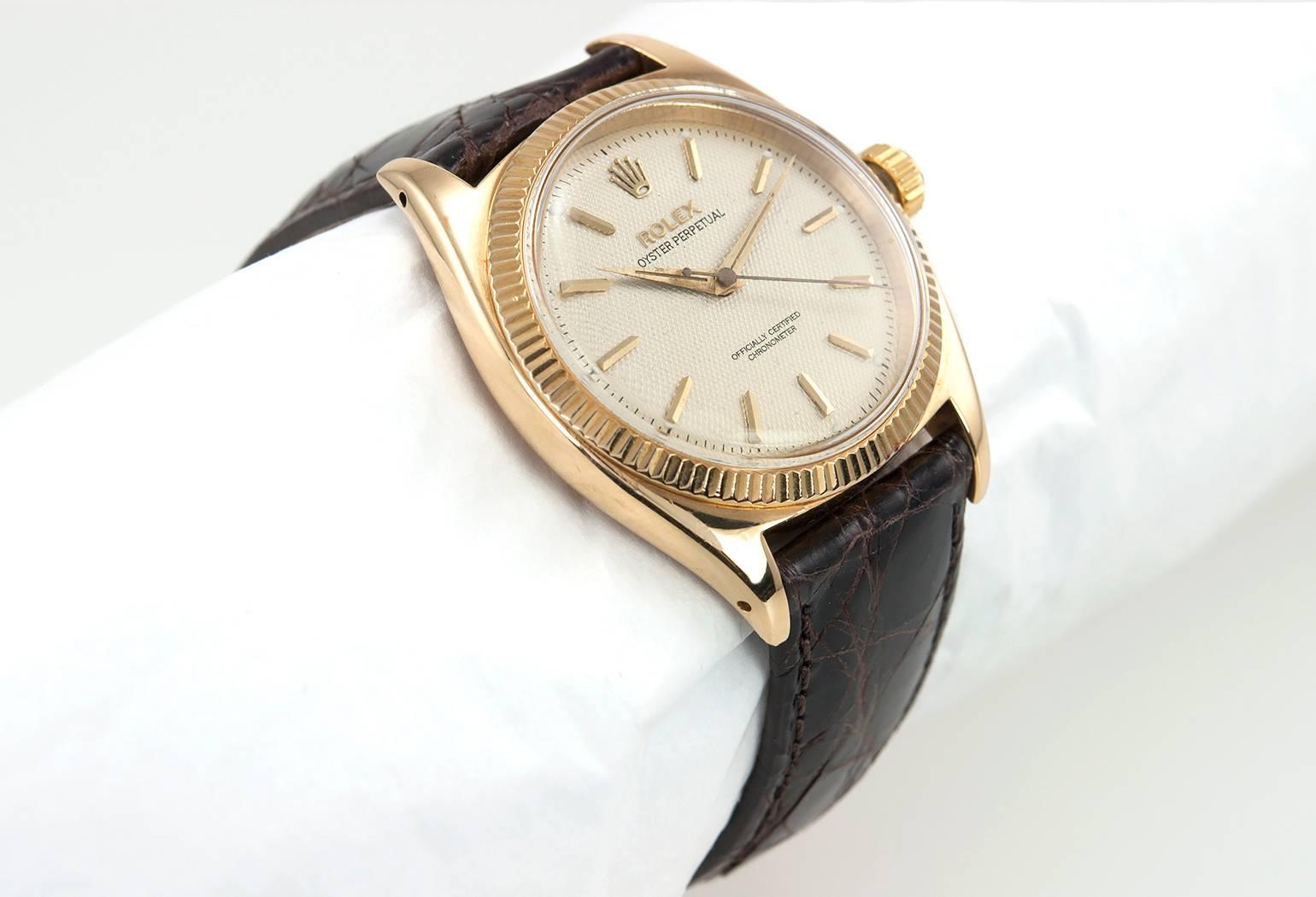 Rolex Yellow Gold Oyster Perpetual Wristwatch Ref 6503 In Excellent Condition In Los Angeles, CA