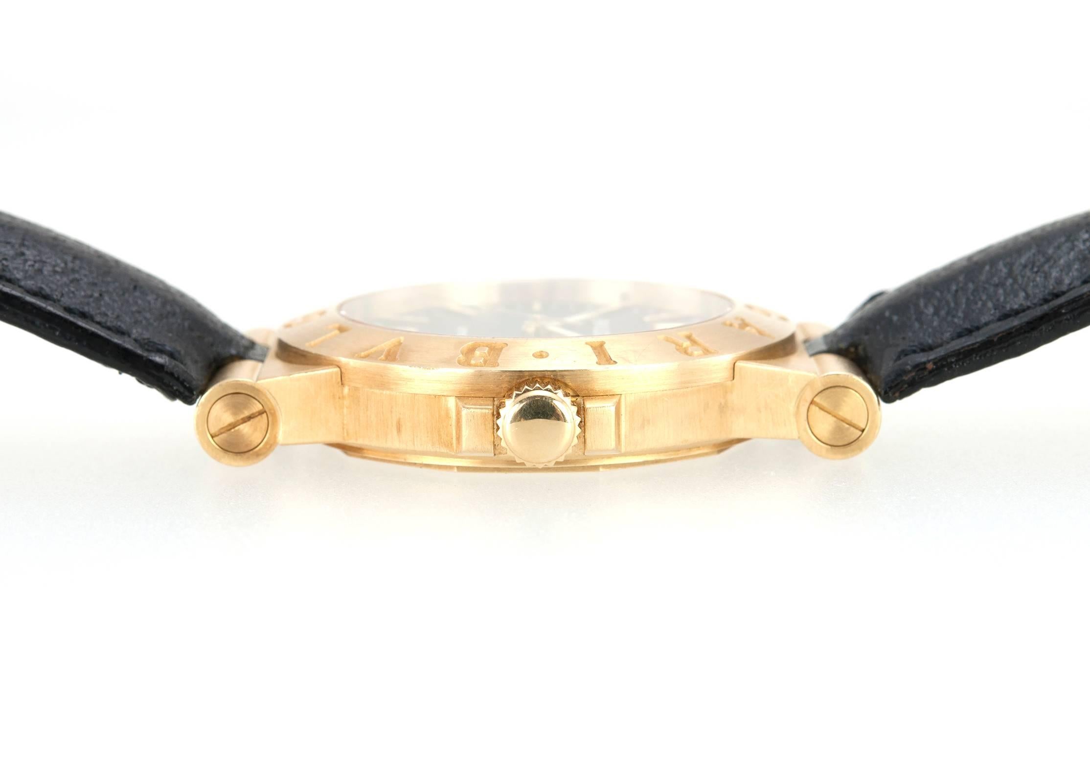 Bulgari yellow Gold Diagono automatic Wristwatch Ref LCV35G In Excellent Condition For Sale In Los Angeles, CA