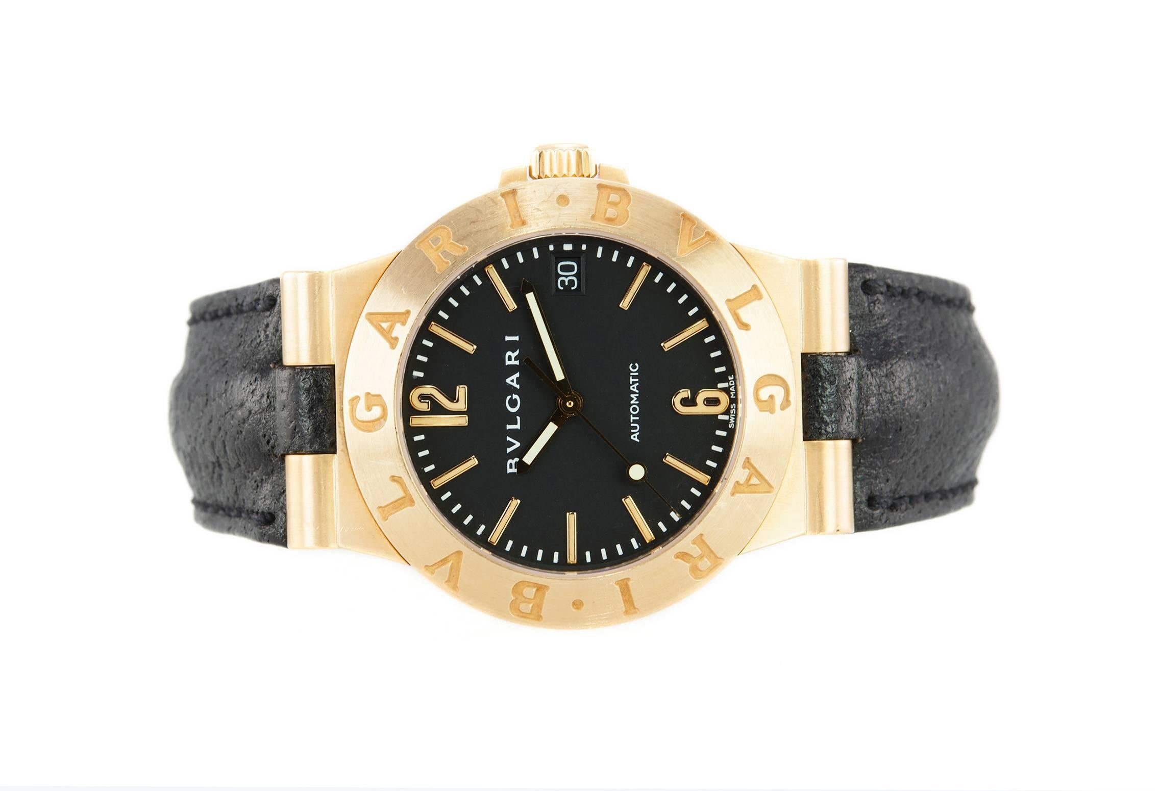 Women's or Men's Bulgari yellow Gold Diagono automatic Wristwatch Ref LCV35G For Sale