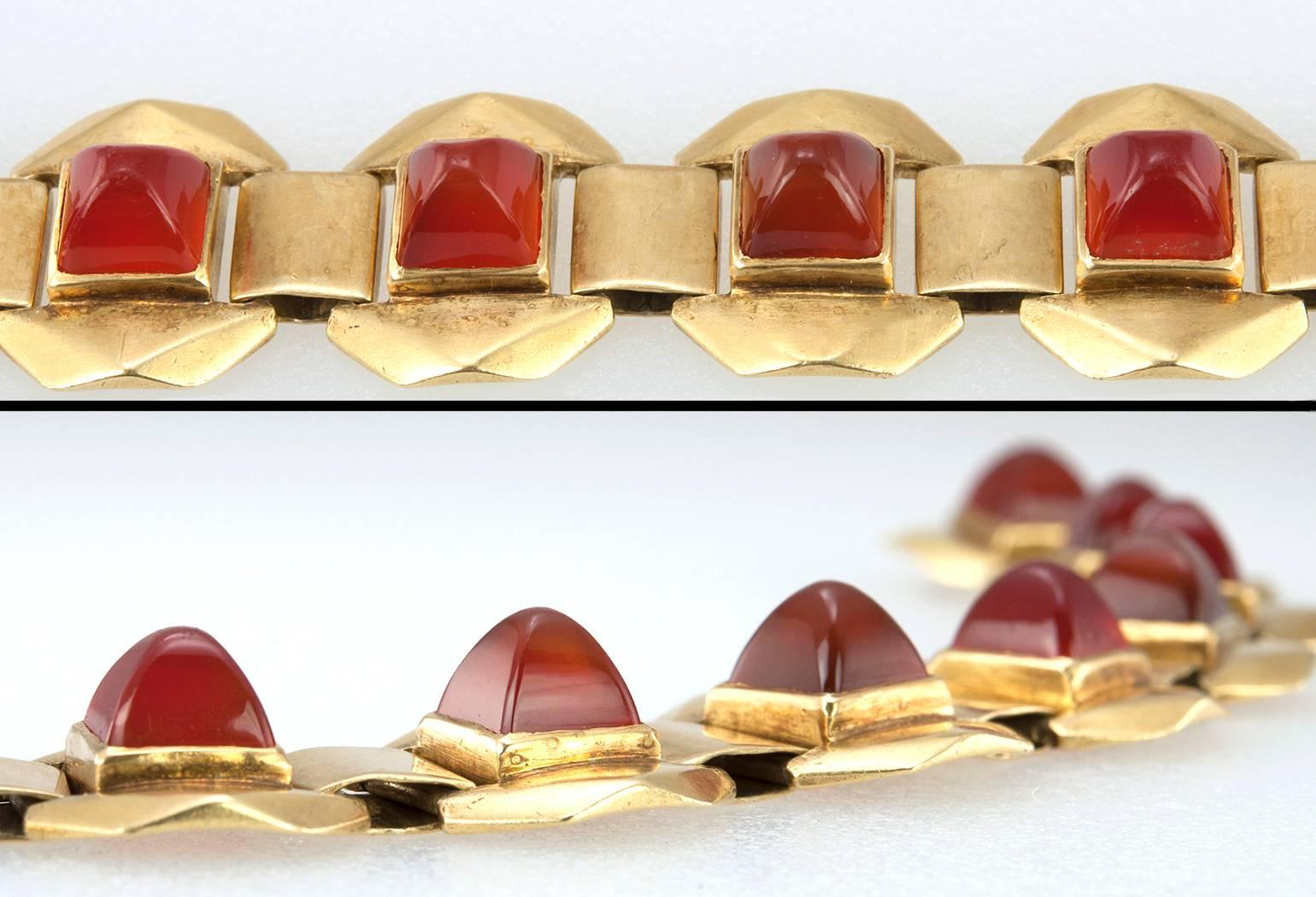 Ghiso Carnelian Gold Link Bracelet 5