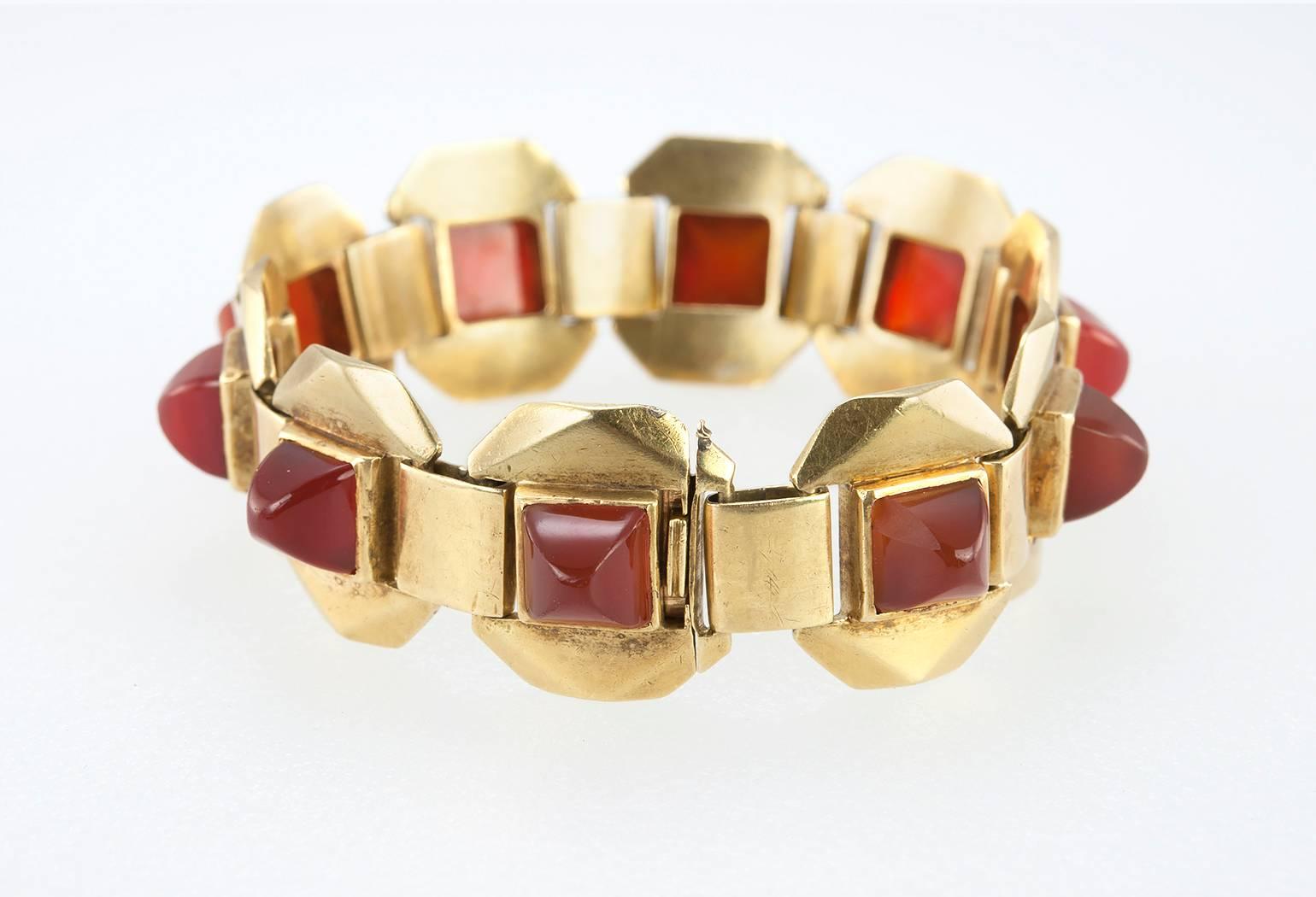 Ghiso Carnelian Gold Link Bracelet 2