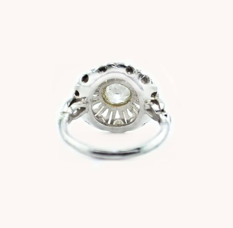 Antique Edwardian Diamond Platinum Cluster Ring For Sale 1