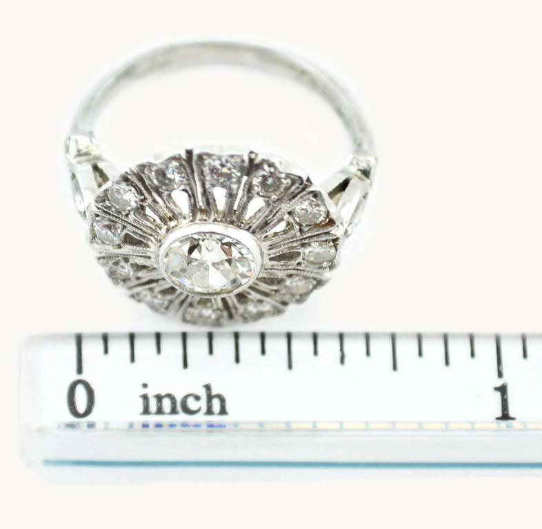 Antique Edwardian Diamond Platinum Cluster Ring For Sale 2