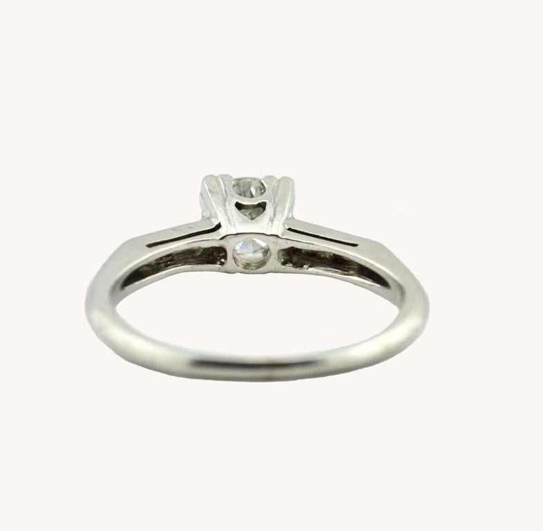 Women's 1940s 0.70 Carat Diamond Platinum Engagement Ring  For Sale