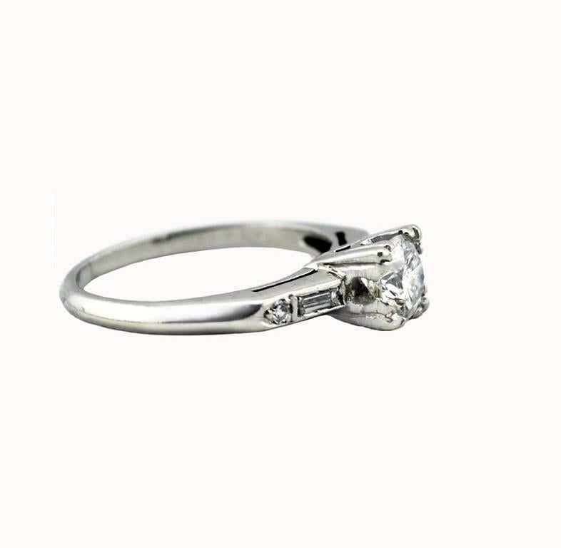 1940s 0.70 Carat Diamond Platinum Engagement Ring  For Sale 1