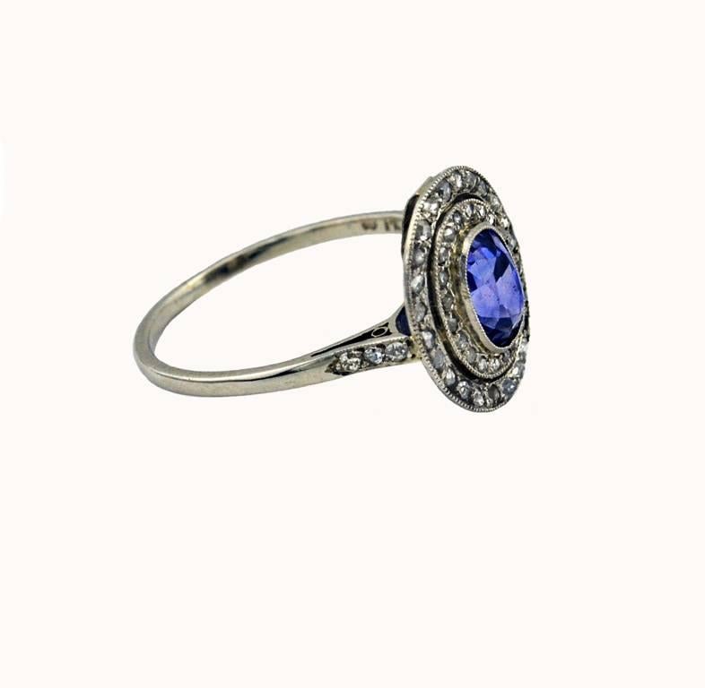 Women's Edwardian Sapphire and Rose Cut Diamond Cluster Ring