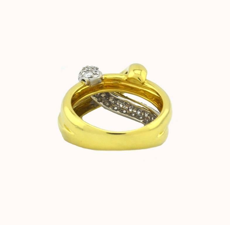 Fred & Co Diamond Gold Twist Ring For Sale 1