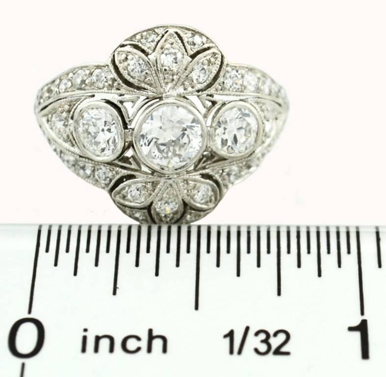 Edwardian Old European Cut Diamond Platinum Ring For Sale 3