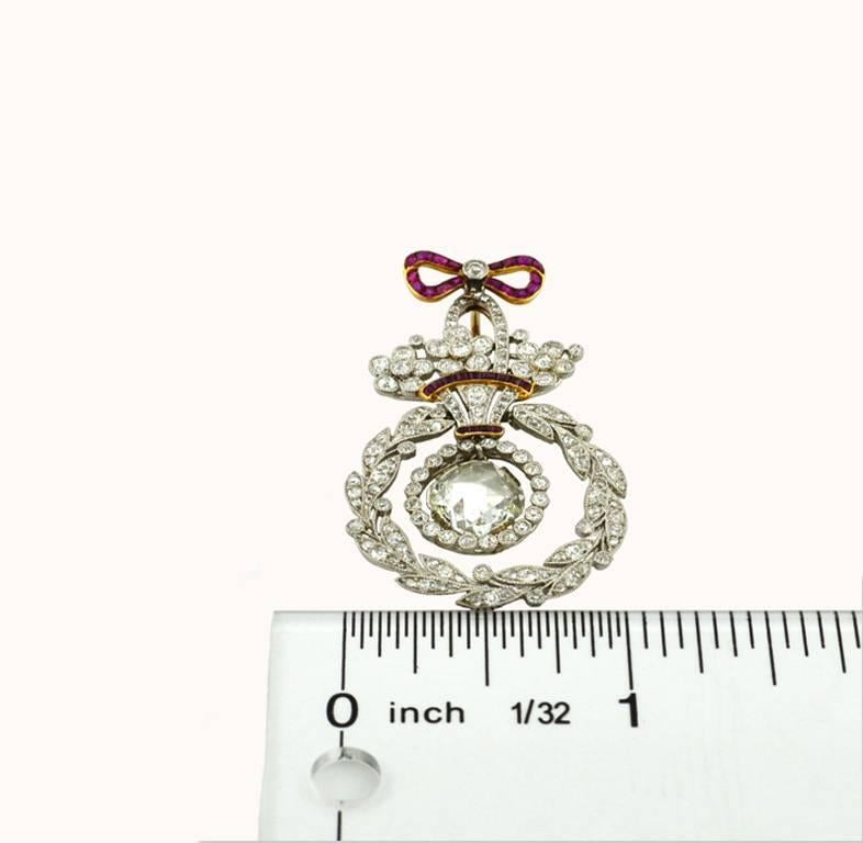 Women's Belle Epoque Ruby Diamond Platinum Pendant For Sale