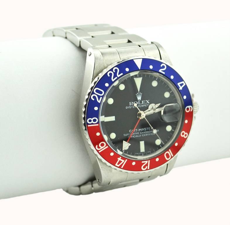 Rolex GMT Master Pepsi Bezel Wristwatch Model 16750, 1981 In Excellent Condition In Los Angeles, CA