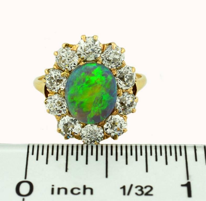 Victorian Opal Diamond Gold Cluster Ring For Sale 1
