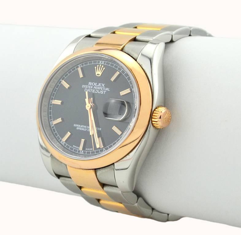 Rolex Yellow Gold Stainless Steel Everose Datejust Wristwatch Ref 116201 For Sale 1