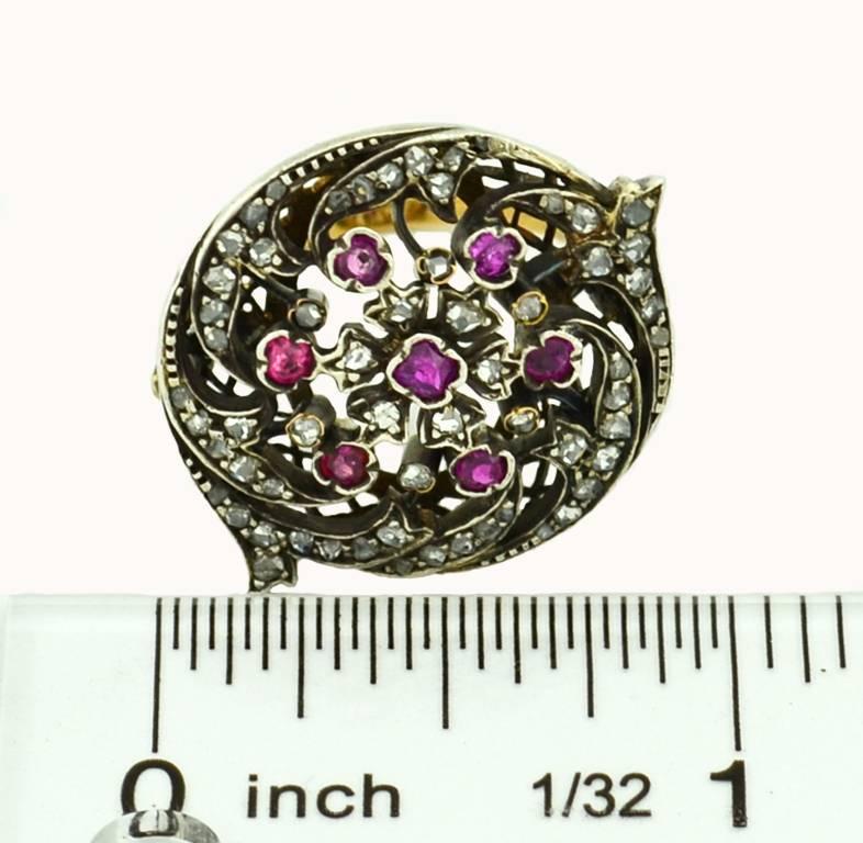 Victorian Ruby Rose Cut Diamond Gold Ring For Sale 1