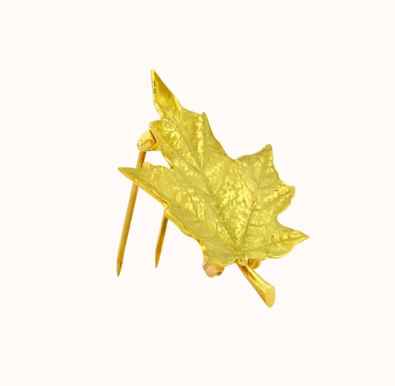 Tiffany & Co. Gold Maple Leaf Brooch In Excellent Condition In Los Angeles, CA