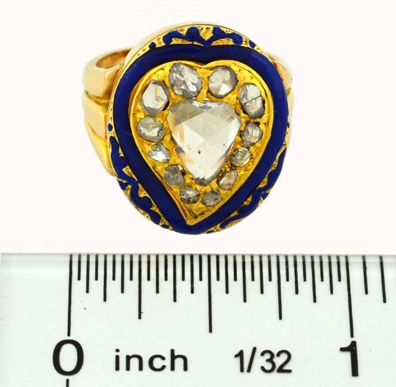 Victorian Witches Heart Ring with Rose Cut Diamonds For Sale 1