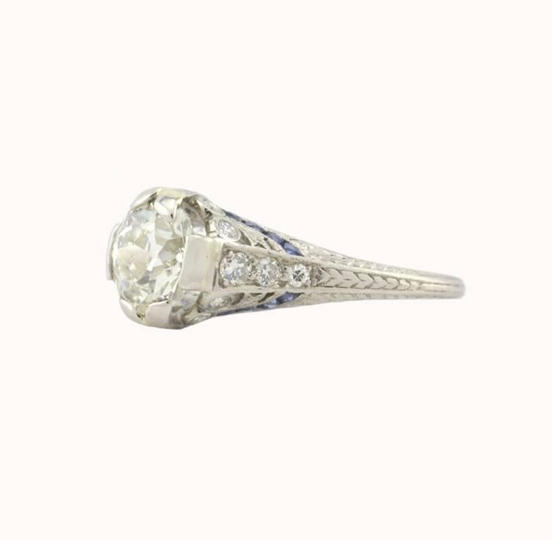 Edwardian Old European Cut 1.54 Carat GIA Certified Diamond Engagement Ring In Excellent Condition For Sale In Los Angeles, CA