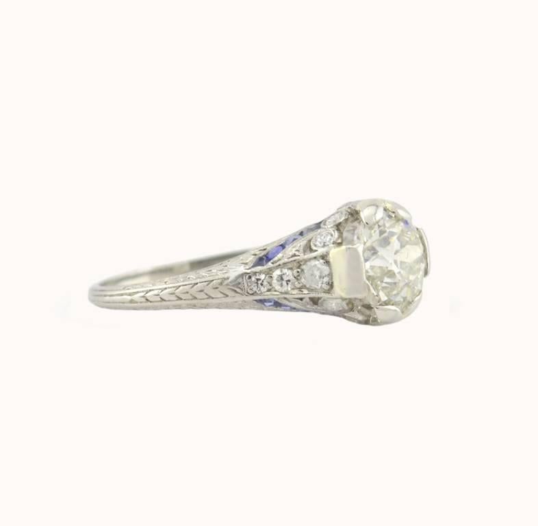 Women's Edwardian Old European Cut 1.54 Carat GIA Certified Diamond Engagement Ring For Sale