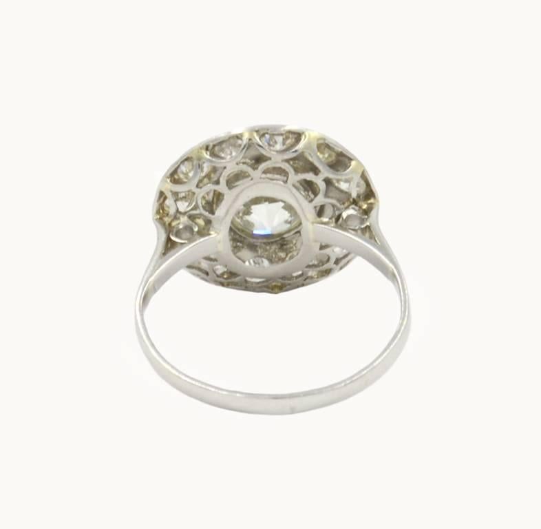 Art Deco Old Mine Cut Diamond Cluster and Platinum Ring, circa 1930 For Sale 2