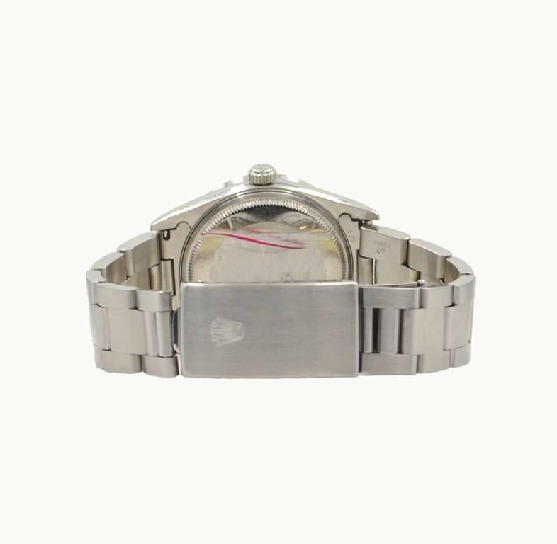 Rolex Stainless Steel Airking Silvered Baton Index Dial Wristwatch In Excellent Condition For Sale In Los Angeles, CA