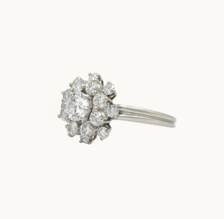 Oscar Heyman Diamond Cluster Platinum Ring, circa 1980 In Excellent Condition In Los Angeles, CA