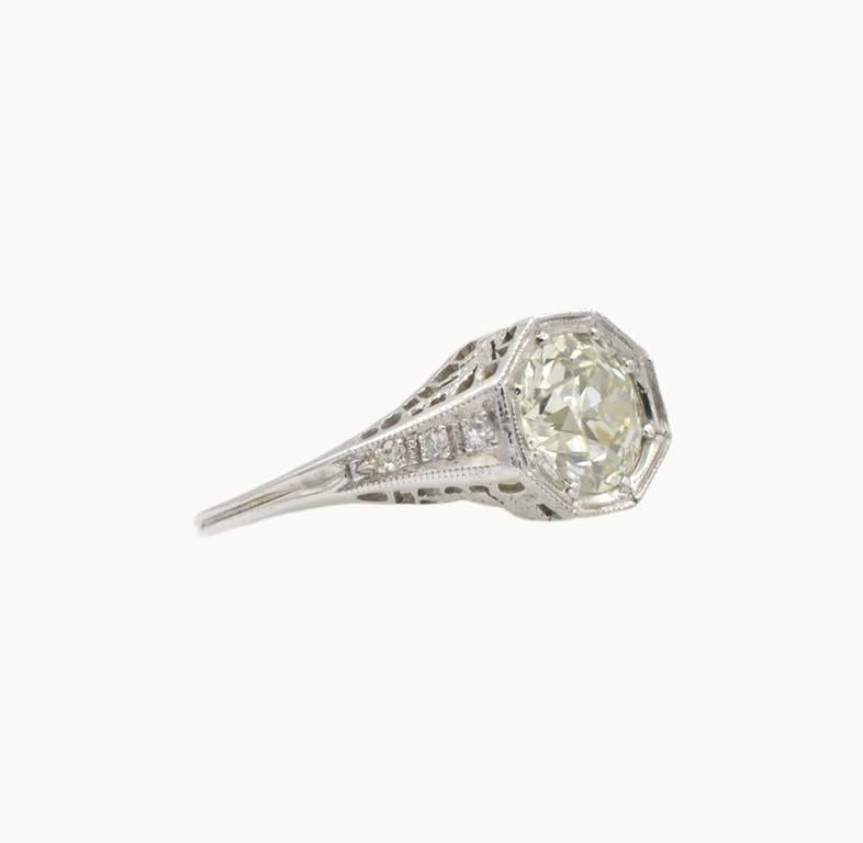Edwardian 1.25 Carat Old European Cut Diamond and Platinum Ring, circa 1910 In Excellent Condition For Sale In Los Angeles, CA
