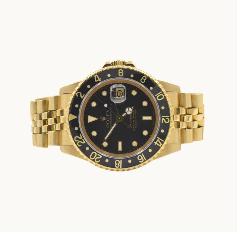 Rolex Yellow Gold GMT Wristwatch Ref 1675, circa 1980 In Excellent Condition For Sale In Los Angeles, CA