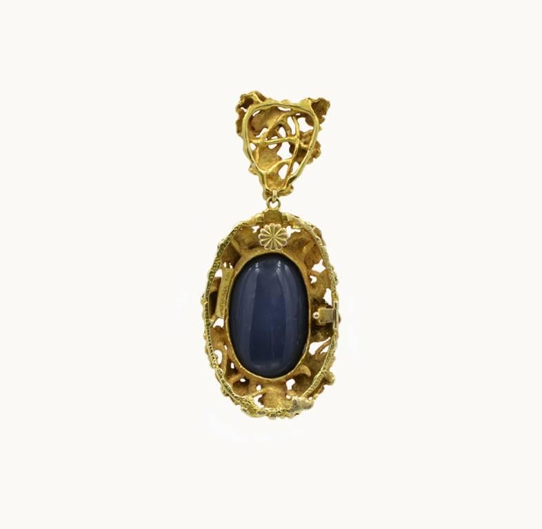 Art Nouveau Walton Australian Black Opal Pendant Necklace For Sale