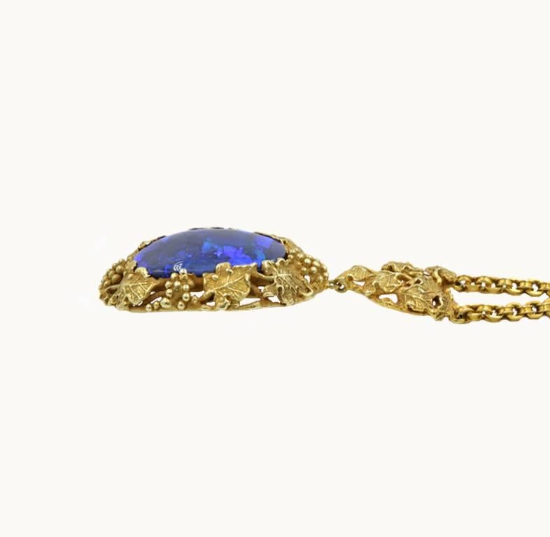 Walton Australian Black Opal Pendant Necklace In Excellent Condition For Sale In Los Angeles, CA