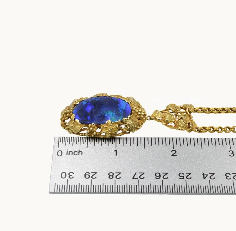 Women's or Men's Walton Australian Black Opal Pendant Necklace For Sale