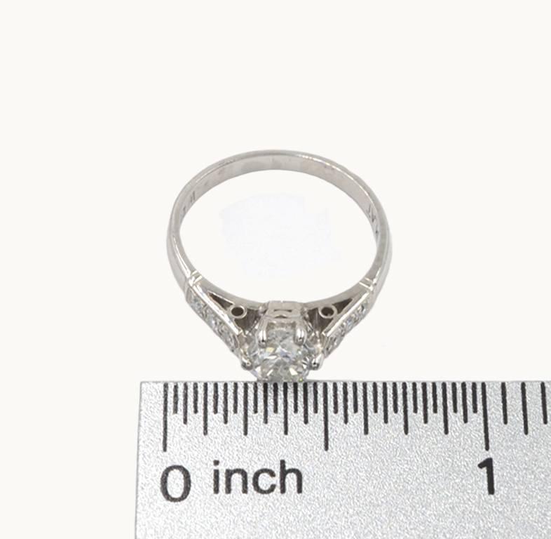 Round Cut GIA Certified 0.73 Carat Round Brilliant Cut Diamond and Platinum Vintage Ring For Sale