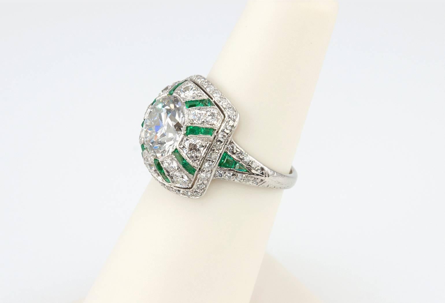 Tiffany & Co. Old European Cut Diamond  Emerald Ring  For Sale 3