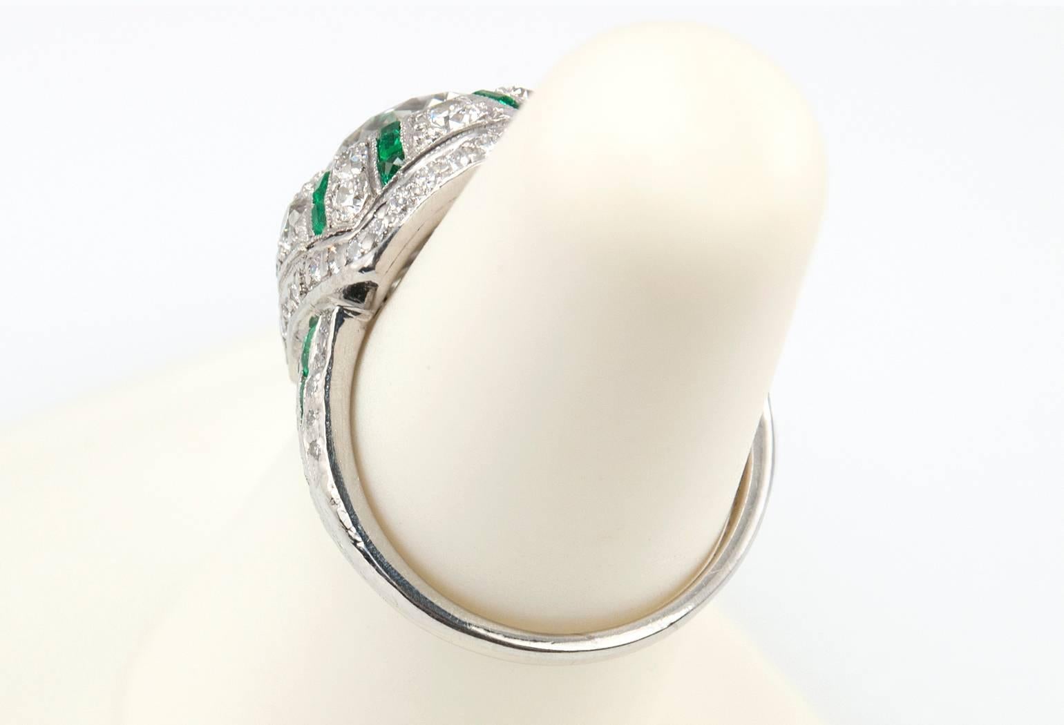 Tiffany & Co. Old European Cut Diamond  Emerald Ring  For Sale 2