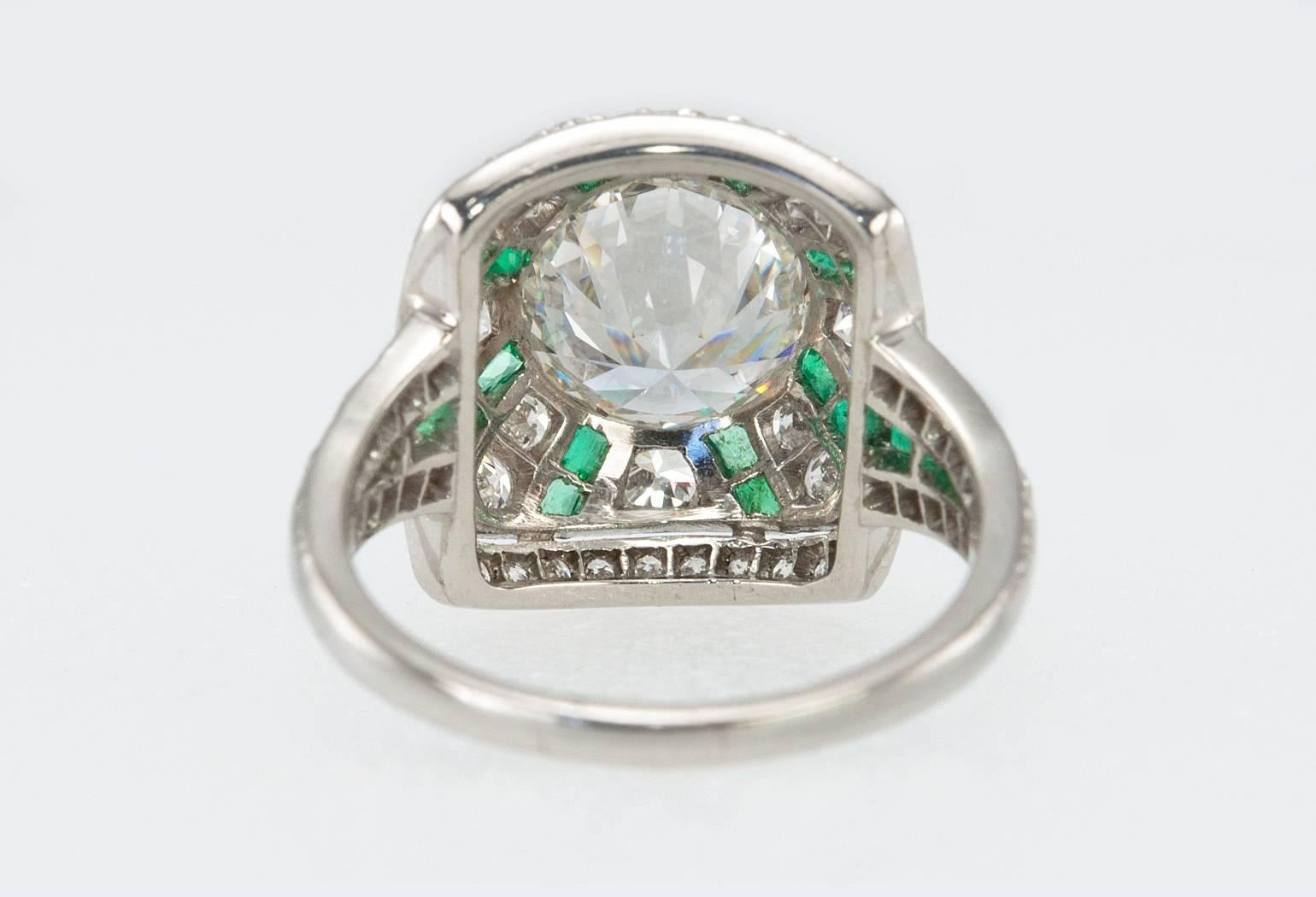 Tiffany & Co. Old European Cut Diamond  Emerald Ring  In Excellent Condition For Sale In Los Angeles, CA
