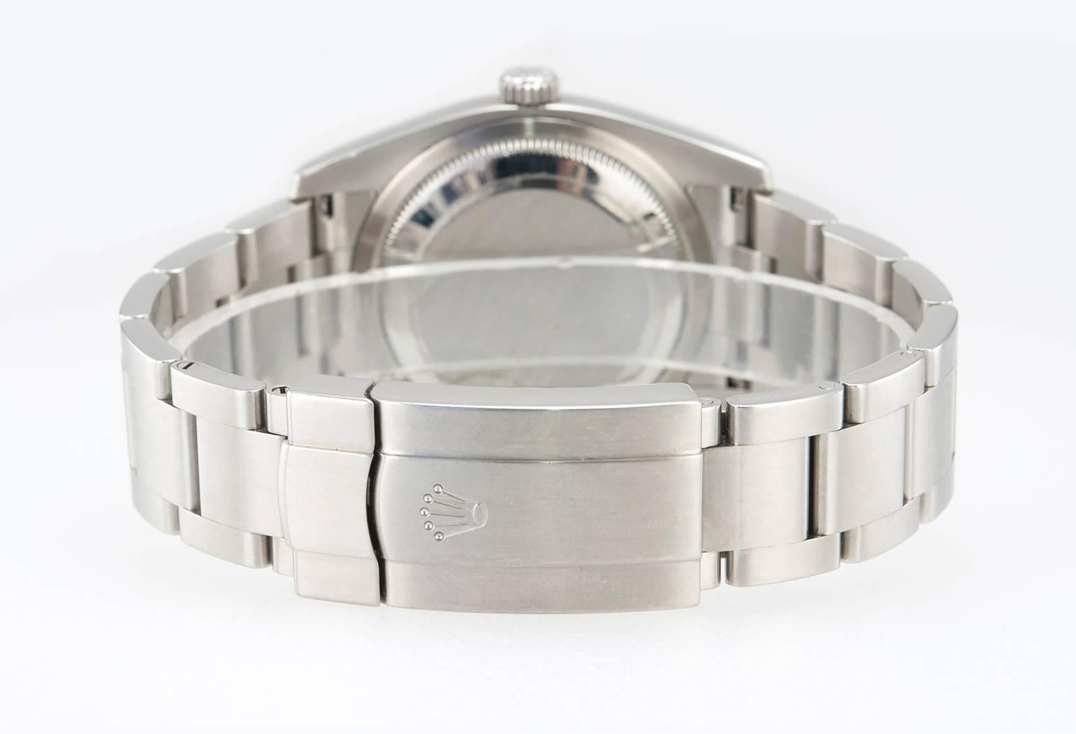 Women's or Men's Rolex Stainless Steel Oyster Orange/Black dial Perpetual Wristwatch Ref 116000