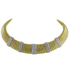 Gorgeous Diamond Gold Tubogas Style Necklace