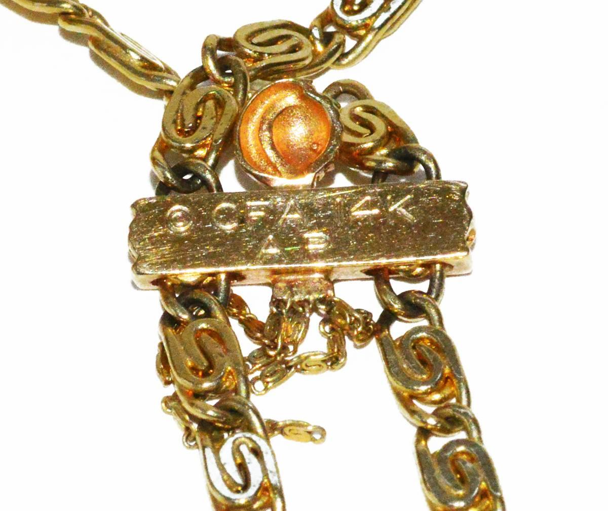 Erte Adventurine Gold, Onyx and Diamond Pendant In Excellent Condition In Teaneck, NJ