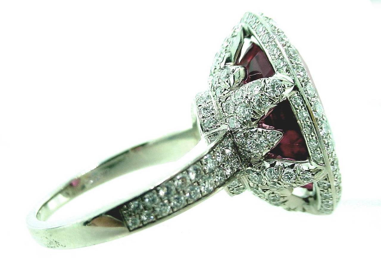 Contemporary Tiffany & Co. France Tourmaline Diamond Platinum Ring For Sale