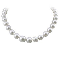 Lovely South Sea Pearl Diamond Ball Clasp Necklace