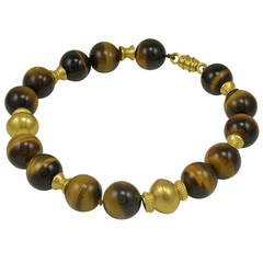 Simply Elegant Virginia Witbeck Tiger Eye Gold Bead Necklace