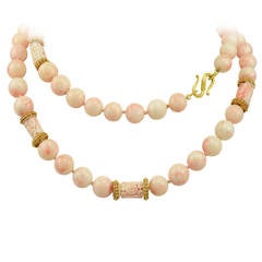 Gorgeous Virginia Witbeck Coral Gold Bead Necklace