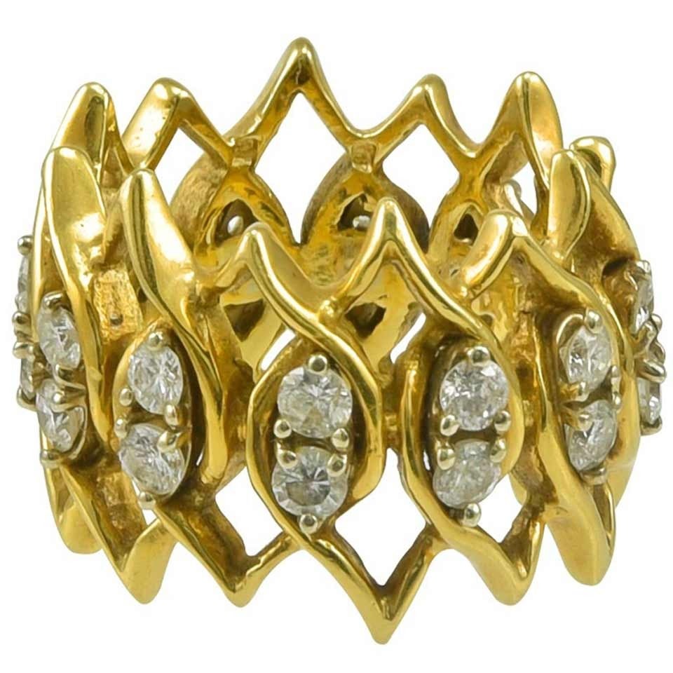 One of a Kind Diamond Gold Band Ring