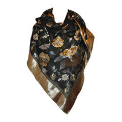 Yves Saint Laurent Gold & Silber Lame Brokat-Chiffon-Blumenschal