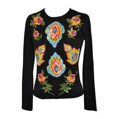 Micro Sequins & Silk Embroidered Black Top 3