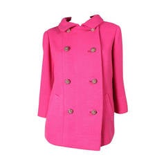 Vintage 1960
s Norman Norell Pink Wool Jacket with Rhinestone Buttons
