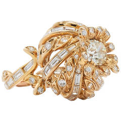 1960's Sterle Paris Diamond Thistle Ring